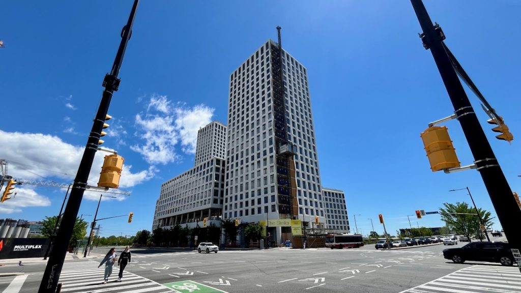 Photo of construction in Etobicoke; The Stella, a development at 5207 Dundas Street West