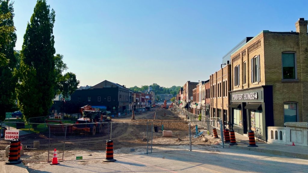 Photo of ongoing construction along Grand River Street North in Paris, Ontario.